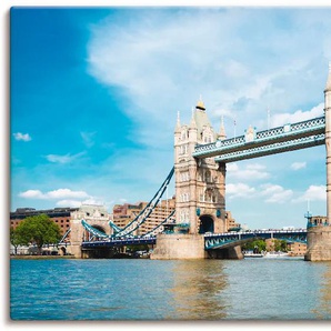 Wandbild ARTLAND London Tower Bridge Bilder Gr. B/H: 100 cm x 50 cm, Leinwandbild Brücken Querformat, 1 St., blau Kunstdrucke