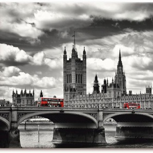 Wandbild ARTLAND London Westminster Bridge & Red Buses Bilder Gr. B/H: 150 cm x 75 cm, Leinwandbild Großbritannien, 1 St., schwarz Kunstdrucke als Leinwandbild, Poster, Wandaufkleber in verschied. Größen