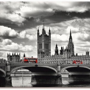 Wandbild ARTLAND London Westminster Bridge & Red Buses Bilder Gr. B/H: 150 cm x 75 cm, Leinwandbild Großbritannien, 1 St., schwarz Bild Kunstdruck Metallbild Metallbilder Bilder als Alubild, Leinwandbild, Wandaufkleber oder Poster in versch. Größen