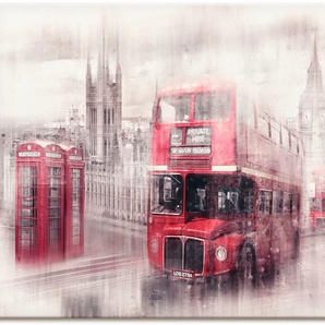 Wandbild ARTLAND London Westminster Collage Bilder Gr. B/H: 120 cm x 90 cm, Leinwandbild Gebäude, 1 St., weiß Kunstdrucke