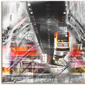 Wandbild ARTLAND Moderne Kunst Bilder Gr. B/H: 120 cm x 90 cm, Leinwandbild Züge, 1 St., grau Kunstdrucke als Leinwandbild, Wandaufkleber oder Poster in versch. Größen