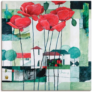 Wandbild ARTLAND Mohnblumen II Bilder Gr. B/H: 100 cm x 100 cm, Leinwandbild Blumen, 1 St., rot Kunstdrucke als Leinwandbild, Wandaufkleber oder Poster in versch. Größen
