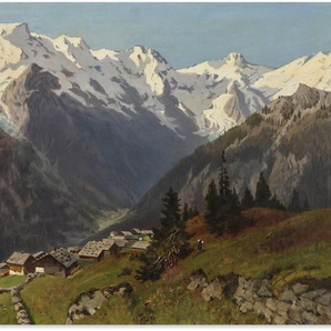 Wandbild ARTLAND Mürren im Berner Oberland, Schweiz. 1913 Bilder Gr. B/H: 120 cm x 90 cm, Alu-Dibond-Druck Berge & Alpenbilder Querformat, 1 St., grau Kunstdrucke als Alubild, Leinwandbild, Wandaufkleber oder Poster in versch. Größen