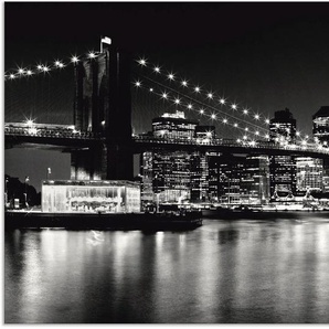 Wandbild ARTLAND Nächtliche Skyline Manhattan I Bilder Gr. B/H: 150 cm x 75 cm, Alu-Dibond-Druck Amerika, 1 St., schwarz Kunstdrucke