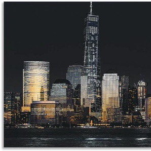 Wandbild ARTLAND New York Financial Distrikt Bilder Gr. B/H: 150 cm x 75 cm, Alu-Dibond-Druck New York Querformat, 1 St., grau Kunstdrucke