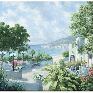 Wandbild ARTLAND Ozeansicht Bilder Gr. B/H: 120 cm x 90 cm, Leinwandbild Garten Querformat, 1 St., blau Kunstdrucke
