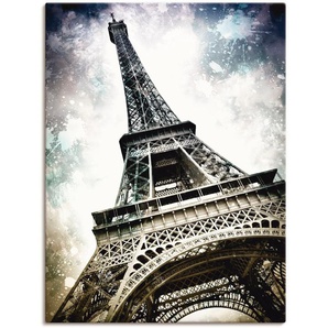 Wandbild ARTLAND Paris Eiffelturm Dekorativ Bilder Gr. B/H: 90 cm x 120 cm, Leinwandbild Gebäude, 1 St., grau Kunstdrucke als Alubild, Leinwandbild, Wandaufkleber oder Poster in versch. Größen