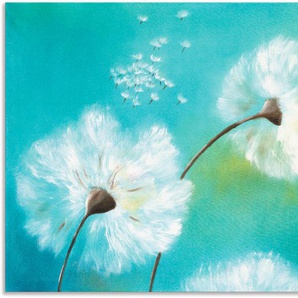 Wandbild ARTLAND Pusteblumen Bilder Gr. B/H: 100 cm x 70 cm, Alu-Dibond-Druck Blumen, 1 St., blau Kunstdrucke