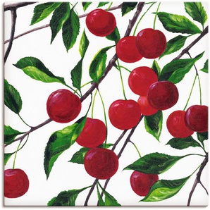 Wandbild ARTLAND Rote Kirschen Bilder Gr. B/H: 100 cm x 100 cm, Leinwandbild Bäume, 1 St., rot Kunstdrucke als Alubild, Leinwandbild, Wandaufkleber oder Poster in versch. Größen