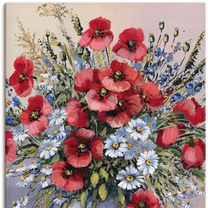 Wandbild ARTLAND Rote Mohnblumen Bilder Gr. B/H: 90 cm x 120 cm, Leinwandbild Blumen Hochformat, 1 St., rot Kunstdrucke als Leinwandbild, Wandaufkleber oder Poster in versch. Größen