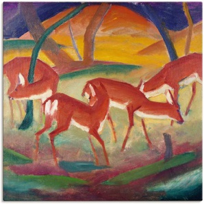 Wandbild ARTLAND Rote Rehe I. 1910 Bilder Gr. B/H: 100 cm x 100 cm, Leinwandbild Wildtiere, 1 St., rot Kunstdrucke als Alubild, Leinwandbild, Wandaufkleber oder Poster in versch. Größen