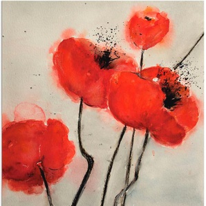 Wandbild ARTLAND Roter Mohn Bilder Gr. B/H: 90 cm x 120 cm, Alu-Dibond-Druck Blumen, 1 St., rot Kunstdrucke als Alubild, Leinwandbild, Wandaufkleber oder Poster in versch. Größen