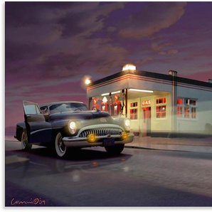 Wandbild ARTLAND Route 66 Bilder Gr. B/H: 150 cm x 75 cm, Alu-Dibond-Druck Bilder von Amerika Querformat, 1 St., grau Kunstdrucke als Alubild, Leinwandbild, Wandaufkleber oder Poster in versch. Größen