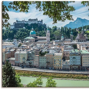 Wandbild ARTLAND Salzburg Blick auf die Altstadt Bilder Gr. B/H: 120 cm x 90 cm, Leinwandbild Österreich, 1 St., grau Kunstdrucke als Alubild, Leinwandbild, Wandaufkleber oder Poster in versch. Größen