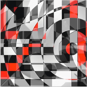Wandbild ARTLAND Schwarz weiß trifft rot Version 1 Bilder Gr. B/H: 100 cm x 100 cm, Alu-Dibond-Druck Muster quadratisch, 1 St., schwarz Kunstdrucke