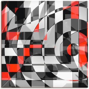 Wandbild ARTLAND Schwarz weiß trifft rot Version 1 Bilder Gr. B/H: 100 cm x 100 cm, Leinwandbild Muster quadratisch, 1 St., schwarz Kunstdrucke