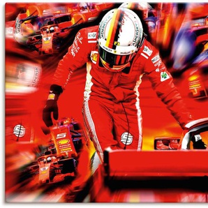 Wandbild ARTLAND Sebastian Vettel die italienischen Jahre Bilder Gr. B/H: 120 cm x 80 cm, Leinwandbild Bilder von Berufen Querformat, 1 St., rot Kunstdrucke als Alubild, Leinwandbild, Wandaufkleber oder Poster in versch. Größen