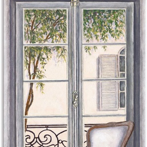 Wandbild ARTLAND Sessel vor einem Fenster Bilder Gr. B/H: 75 cm x 150 cm, Alu-Dibond-Druck Innenarchitektur Hochformat, 1 St., weiß Kunstdrucke