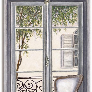 Wandbild ARTLAND Sessel vor einem Fenster Bilder Gr. B/H: 75 cm x 150 cm, Leinwandbild Innenarchitektur Hochformat, 1 St., weiß Kunstdrucke