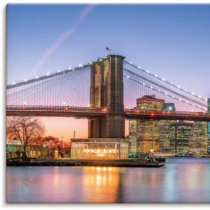Wandbild ARTLAND Skyline New York City Bilder Gr. B/H: 100 cm x 50 cm, Leinwandbild New York Querformat, 1 St., blau Kunstdrucke