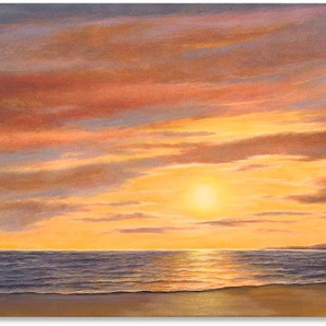 Wandbild ARTLAND Sonne am Strand Bilder Gr. B/H: 150 cm x 75 cm, Alu-Dibond-Druck Strand, 1 St., braun Kunstdrucke