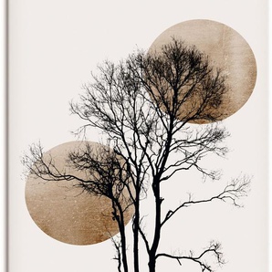 Wandbild ARTLAND Sonne und Mond versteckt Bilder Gr. B/H: 80 cm x 120 cm, Leinwandbild Baumbilder Hochformat, 1 St., grau Kunstdrucke als Alubild, Leinwandbild, Wandaufkleber oder Poster in versch. Größen