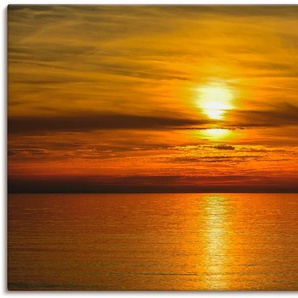 Wandbild ARTLAND Sonnenuntergang am Meer Bilder Gr. B/H: 120 cm x 80 cm, Leinwandbild Gewässer, 1 St., goldfarben Kunstdrucke als Alubild, Leinwandbild, Wandaufkleber oder Poster in versch. Größen