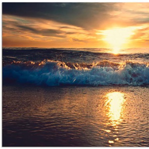 Wandbild ARTLAND Sonnenuntergang am Meer Bilder Gr. B/H: 90 cm x 60 cm, Alu-Dibond-Druck Gewässer Querformat, 1 St., orange Kunstdrucke