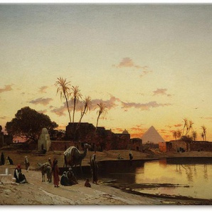 Wandbild ARTLAND Sonnenuntergang am Nil, Kairo. Bilder Gr. B/H: 100 cm x 50 cm, Leinwandbild Afrika, 1 St., braun Kunstdrucke