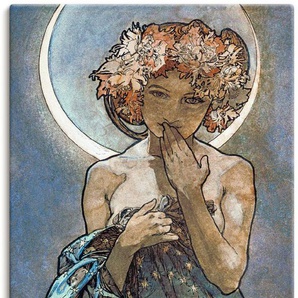 Wandbild ARTLAND Sterne Der Mond 1902 Bilder Gr. B/H: 50 cm x 100 cm, Leinwandbild Frau, 1 St., blau Kunstdrucke