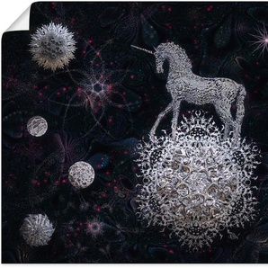 Wandbild ARTLAND Sternenritt Bilder Gr. B/H: 100 cm x 70 cm, Poster Animal Fantasy Querformat, 1 St., silberfarben Kunstdrucke als Alubild, Leinwandbild, Wandaufkleber oder Poster in versch. Größen