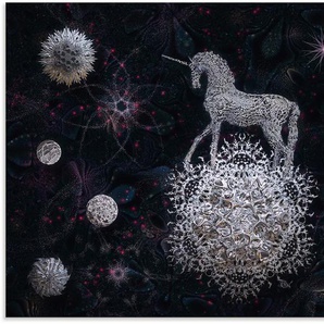 Wandbild ARTLAND Sternenritt Bilder Gr. B/H: 70 cm x 50 cm, Alu-Dibond-Druck Animal Fantasy Querformat, 1 St., silberfarben Kunstdrucke als Alubild, Leinwandbild, Wandaufkleber oder Poster in versch. Größen