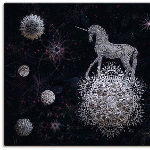Wandbild ARTLAND Sternenritt Bilder Gr. B/H: 70 cm x 50 cm, Leinwandbild Animal Fantasy Querformat, 1 St., silberfarben Kunstdrucke als Alubild, Leinwandbild, Wandaufkleber oder Poster in versch. Größen