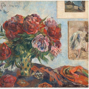 Wandbild ARTLAND Stillleben mit Pfingstrosen. 1884 Bilder Gr. B/H: 120 cm x 90 cm, Alu-Dibond-Druck Arrangements Querformat, 1 St., rot Kunstdrucke als Alubild, Leinwandbild, Wandaufkleber oder Poster in versch. Größen