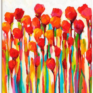 Wandbild ARTLAND Strotzen mit Farben I Bilder Gr. B/H: 90 cm x 120 cm, Leinwandbild Blumenwiese Hochformat, 1 St., rot Kunstdrucke als Leinwandbild, Poster in verschied. Größen
