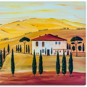 Wandbild ARTLAND Südliche Toskana Bilder Gr. B/H: 120 cm x 80 cm, Leinwandbild Europa Querformat, 1 St., gelb Kunstdrucke