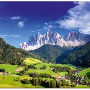 Wandbild ARTLAND Südtirol Bilder Gr. B/H: 90 cm x 60 cm, Leinwandbild Berge & Alpenbilder Querformat, 1 St., blau Kunstdrucke