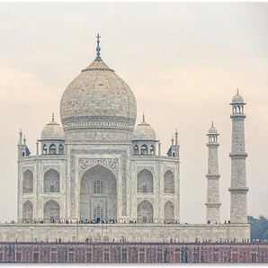 Wandbild ARTLAND Taj Mahal Bilder Gr. B/H: 120 cm x 80 cm, Alu-Dibond-Druck Gebäude Querformat, 1 St., grau Kunstdrucke