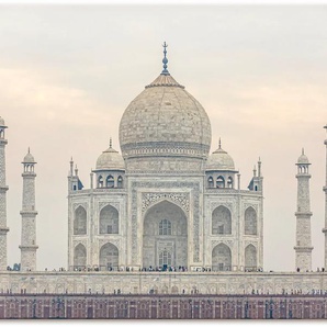 Wandbild ARTLAND Taj Mahal Bilder Gr. B/H: 120 cm x 80 cm, Leinwandbild Gebäude Querformat, 1 St., grau Kunstdrucke als Alubild, Leinwandbild, Wandaufkleber oder Poster in versch. Größen
