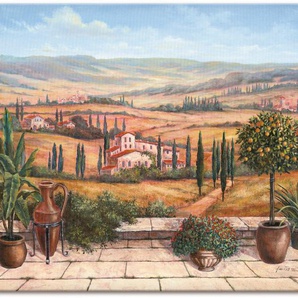 Wandbild ARTLAND Terrasse Bilder Gr. B/H: 120 cm x 90 cm, Leinwandbild Europa, 1 St., braun Kunstdrucke