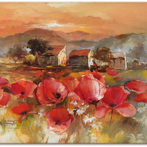 Wandbild ARTLAND Toskana Romantic II Bilder Gr. B/H: 120 cm x 90 cm, Leinwandbild Blumen Querformat, 1 St., rot Kunstdrucke