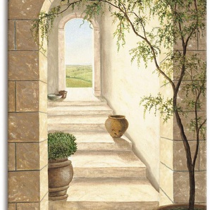 Wandbild ARTLAND Toskanischer Durchgang Bilder Gr. B/H: 75 cm x 150 cm, Leinwandbild Fenster & Türen, 1 St., beige (naturfarben) Kunstdrucke