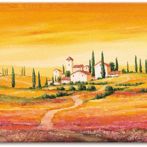 Wandbild ARTLAND Traumhafte toskanische Landschaft Bilder Gr. B/H: 150 cm x 75 cm, Leinwandbild Europa, 1 St., orange Kunstdrucke