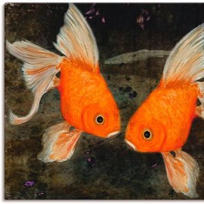 Wandbild ARTLAND Turtelfische Bilder Gr. B/H: 120 cm x 90 cm, Leinwandbild Wassertiere, 1 St., orange Kunstdrucke