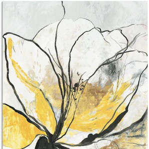 Wandbild ARTLAND Umrissenes Blumenmuster I gelbe Version Bilder Gr. B/H: 60 cm x 80 cm, Alu-Dibond-Druck Blumenbilder Hochformat, 1 St., gelb Kunstdrucke