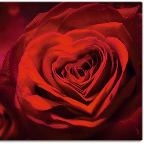 Wandbild ARTLAND Valentinseinladung mit Herzen und Rosen Bilder Gr. B/H: 120 cm x 90 cm, Leinwandbild Blumen Querformat, 1 St., rot Kunstdrucke als Leinwandbild, Poster, Wandaufkleber in verschied. Größen