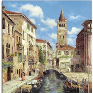 Wandbild ARTLAND Venedig Bilder Gr. B/H: 90 cm x 120 cm, Leinwandbild Venedig Hochformat, 1 St., beige (naturfarben) Kunstdrucke