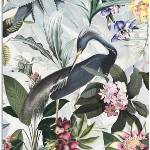 Wandbild ARTLAND Vintage Kranich Bilder Gr. B/H: 60 cm x 80 cm, Alu-Dibond-Druck Vogelbilder Hochformat, 1 St., grau Kunstdrucke