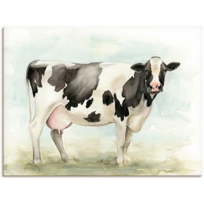 Wandbild ARTLAND Wasserfarben Kuh I Bilder Gr. B/H: 120 cm x 90 cm, Leinwandbild Haustiere Querformat, 1 St., schwarz Kunstdrucke
