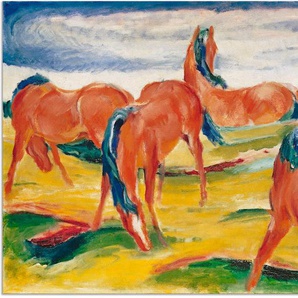 Wandbild ARTLAND Weidende Pferde III. 1910 Bilder Gr. B/H: 90 cm x 60 cm, Alu-Dibond-Druck Haustiere, 1 St., braun Kunstdrucke
